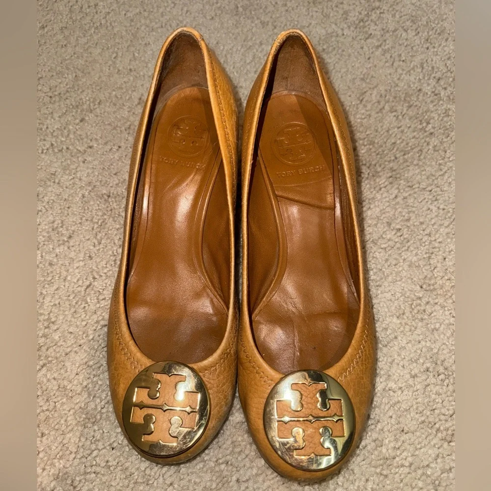 Tory Burch tan wedges. Size 7